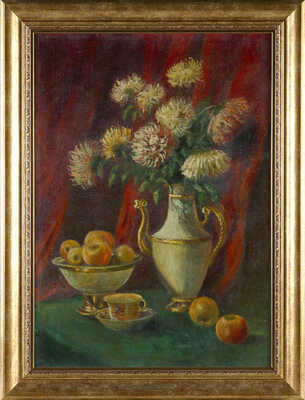 Кузнецов Иван Иванович. Натюрморт с цветами и яблоками